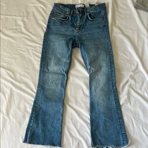 Zara Blue Flare Wide Leg Jeans